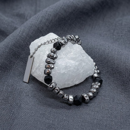 Black stone chain bracelet