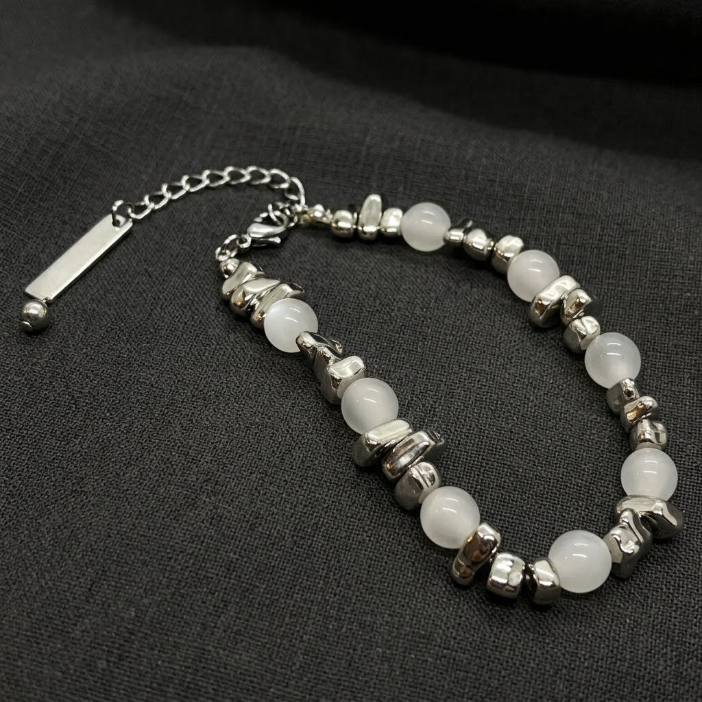 White stone chain bracelet