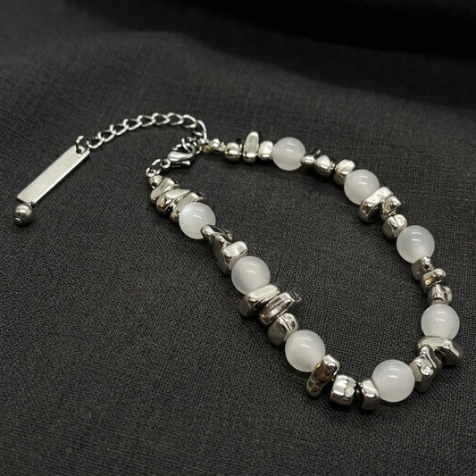 White stone chain bracelet