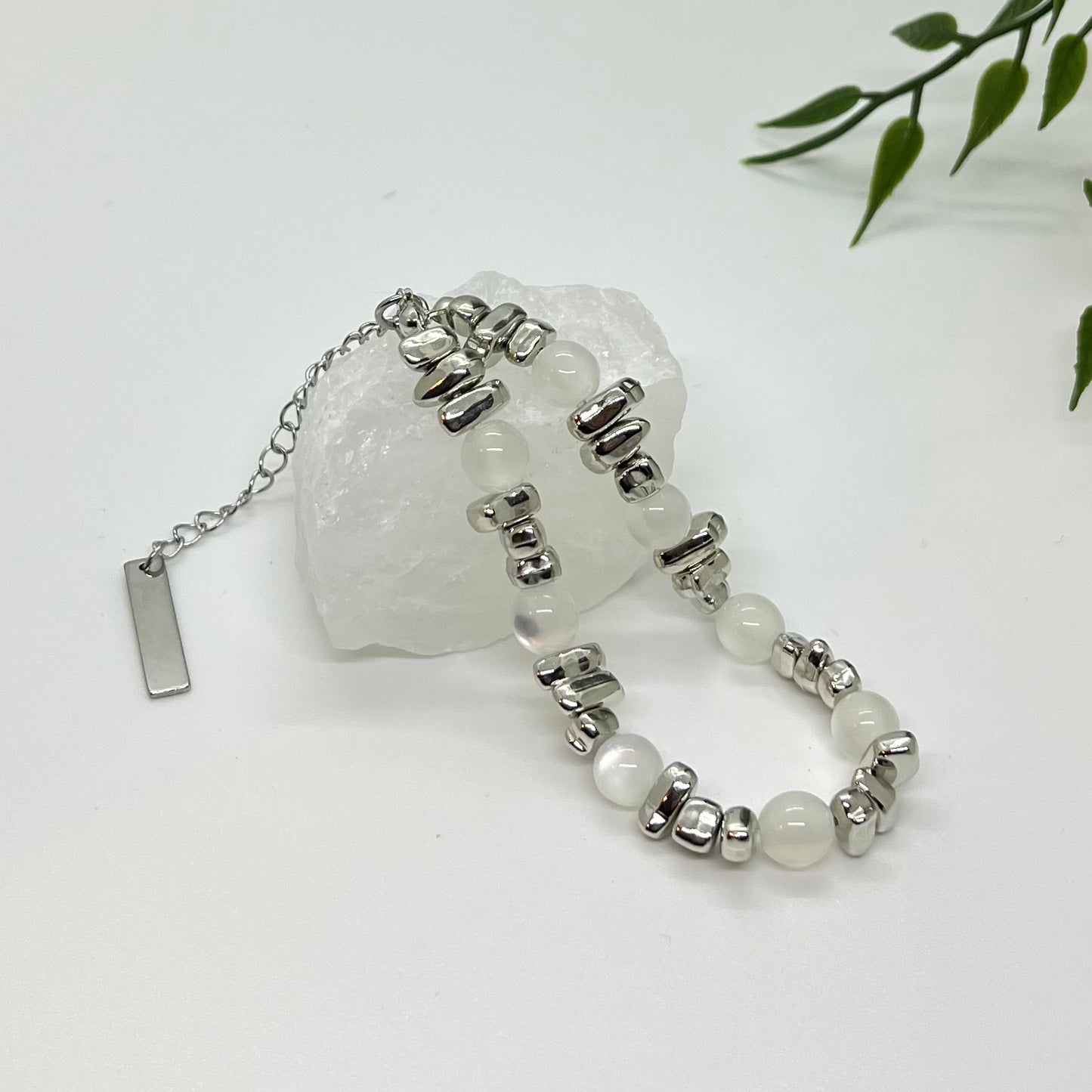 White stone chain bracelet