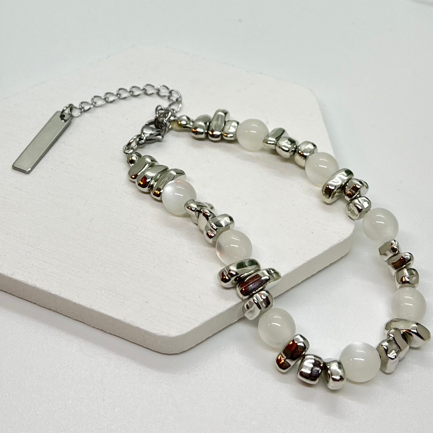 White stone chain bracelet