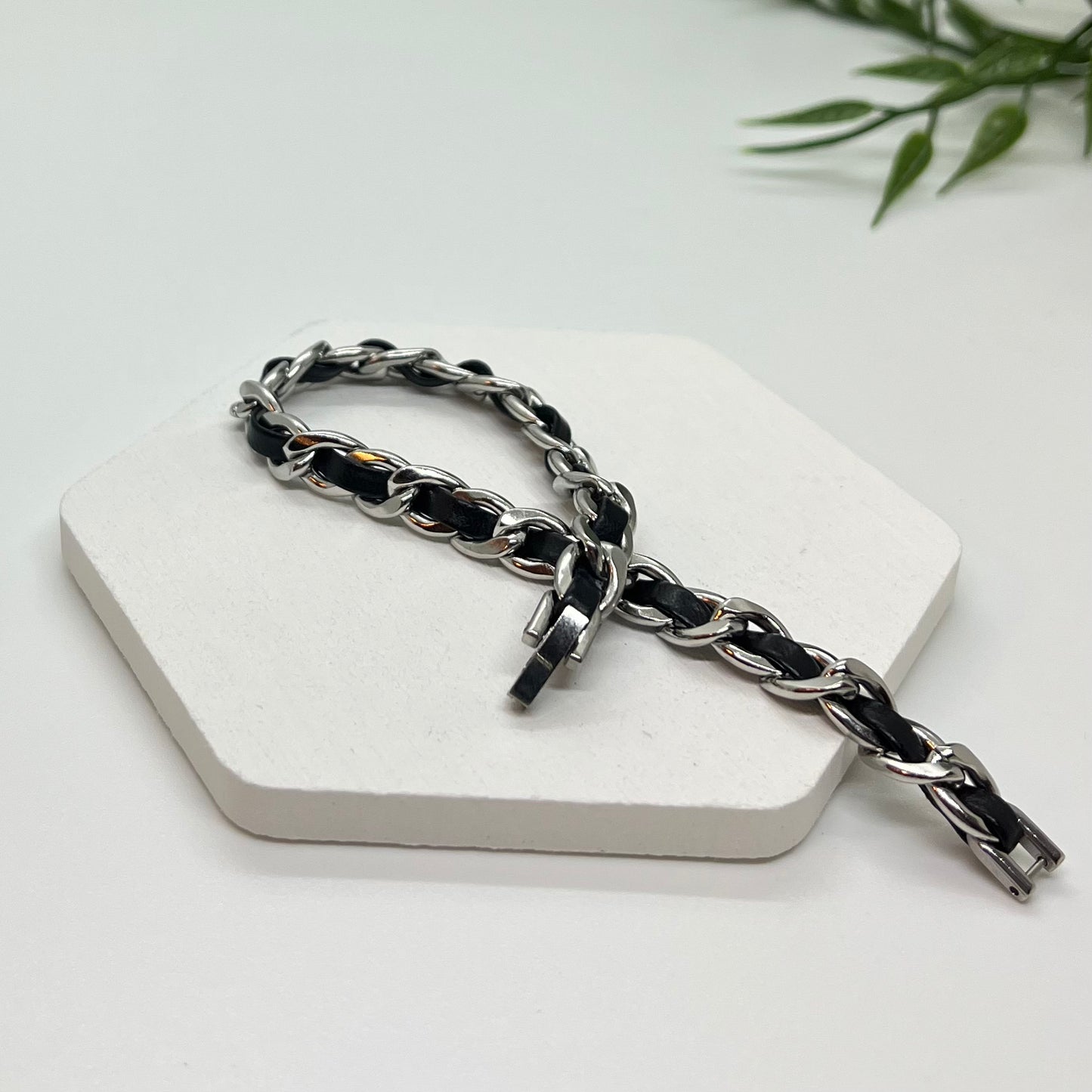 Leather chain bracelet