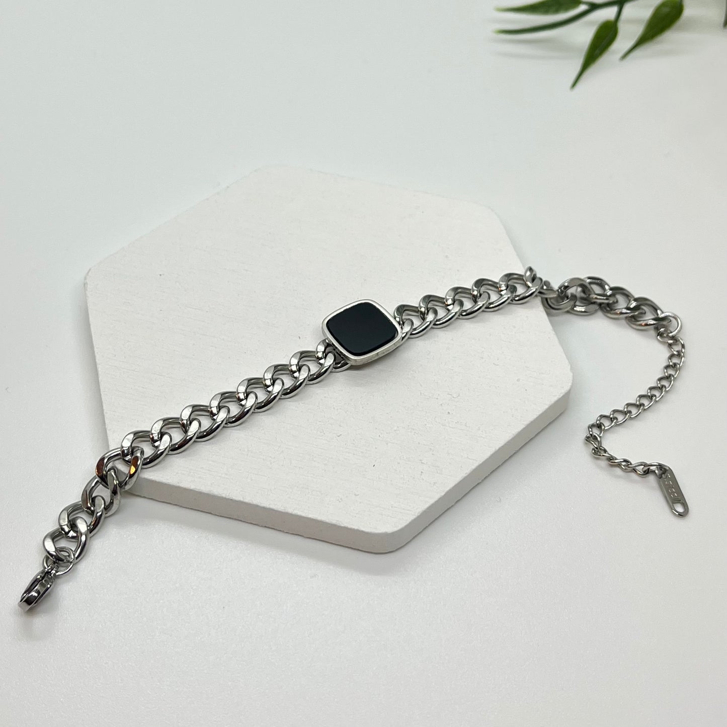 Black charm chain bracelet