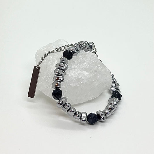 Black stone chain bracelet