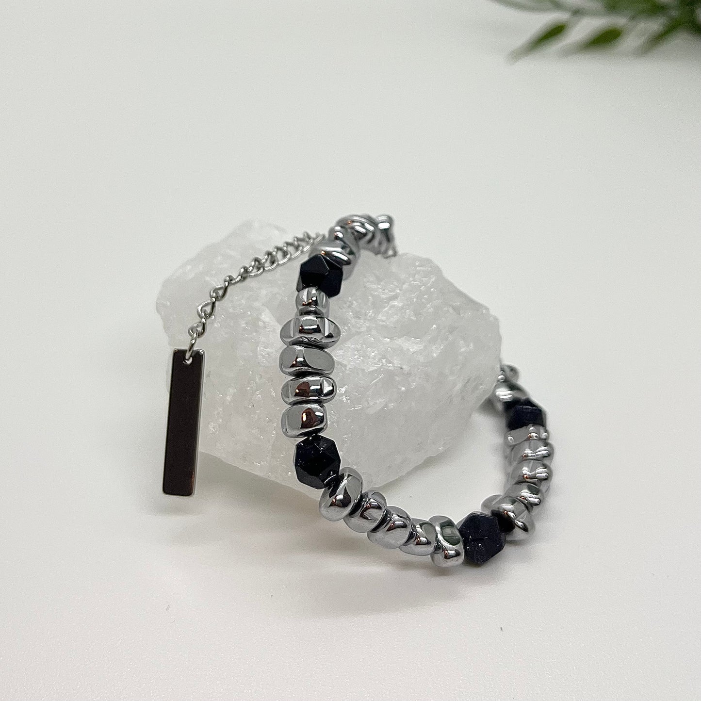 Black stone chain bracelet