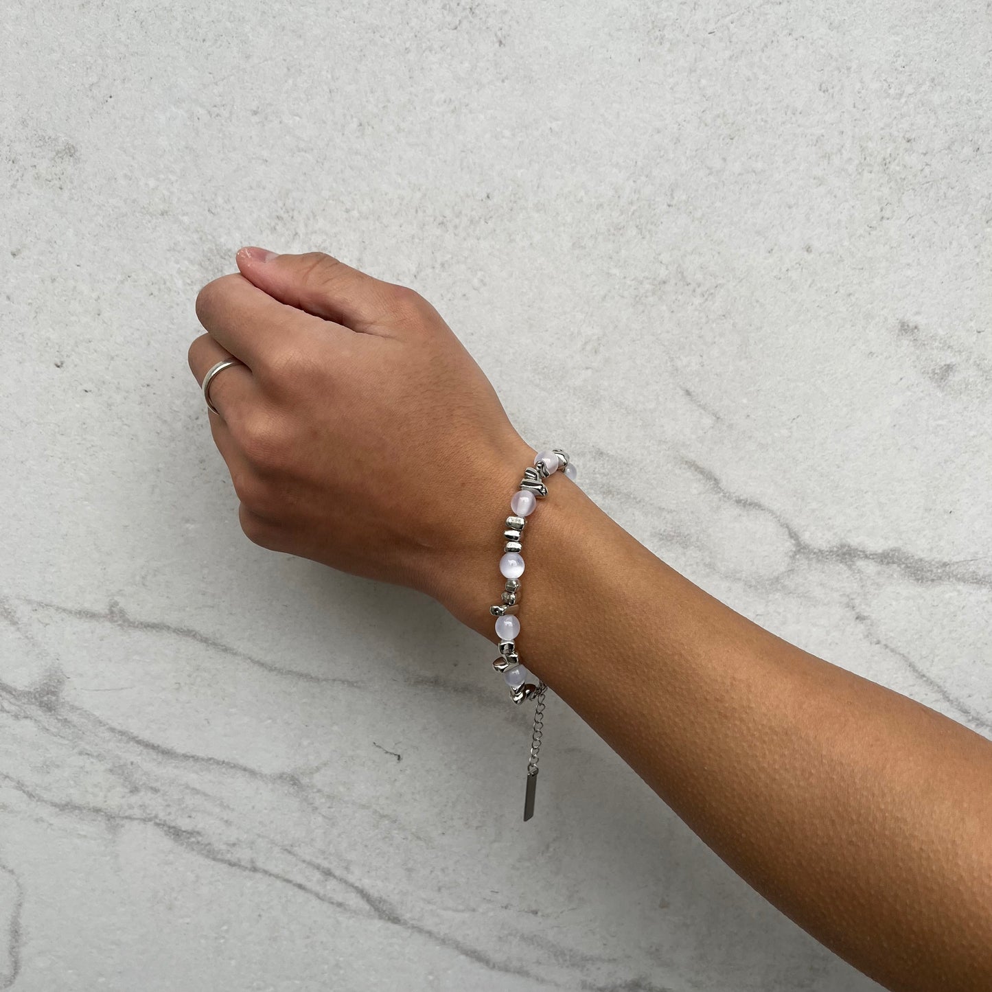 White stone chain bracelet