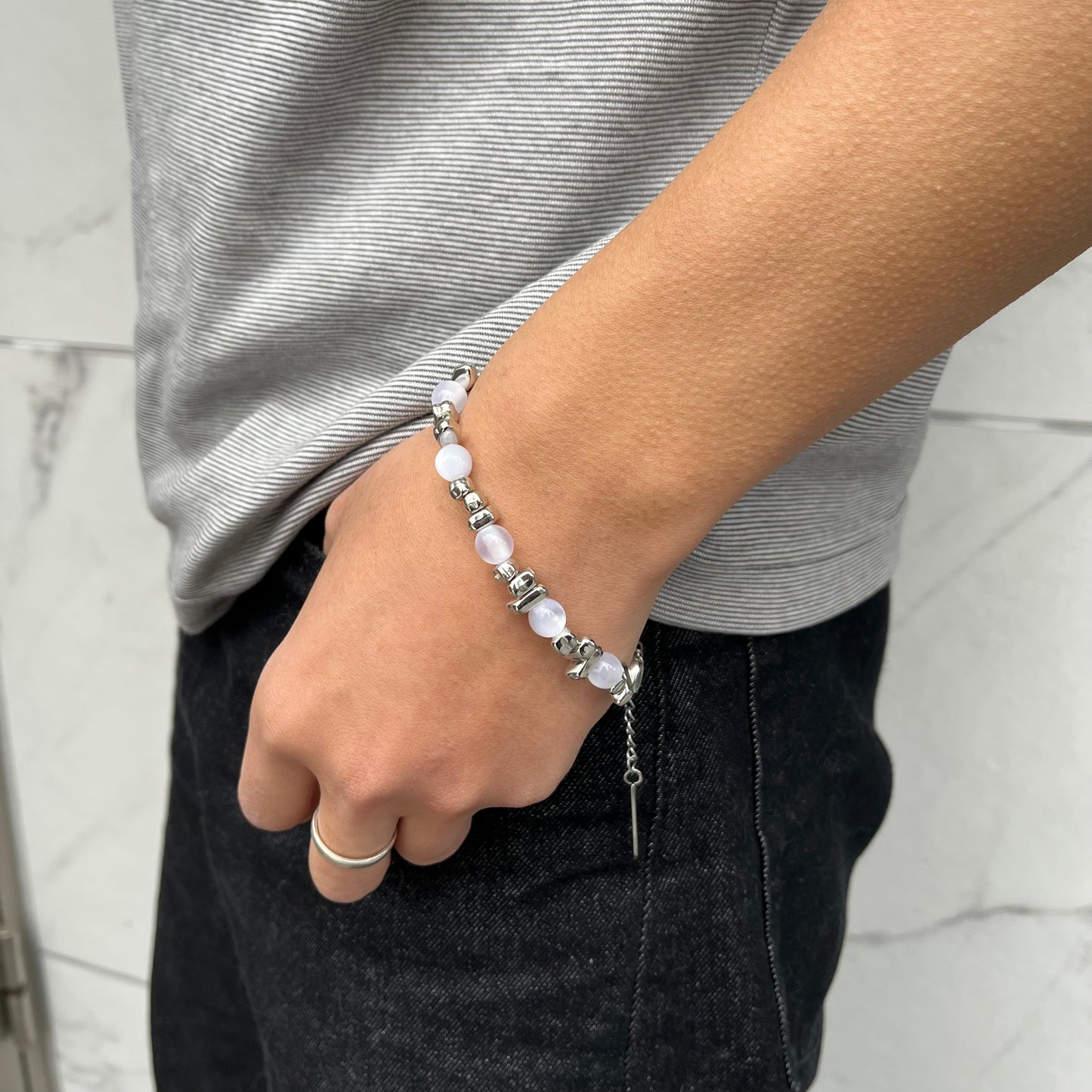 White stone chain bracelet